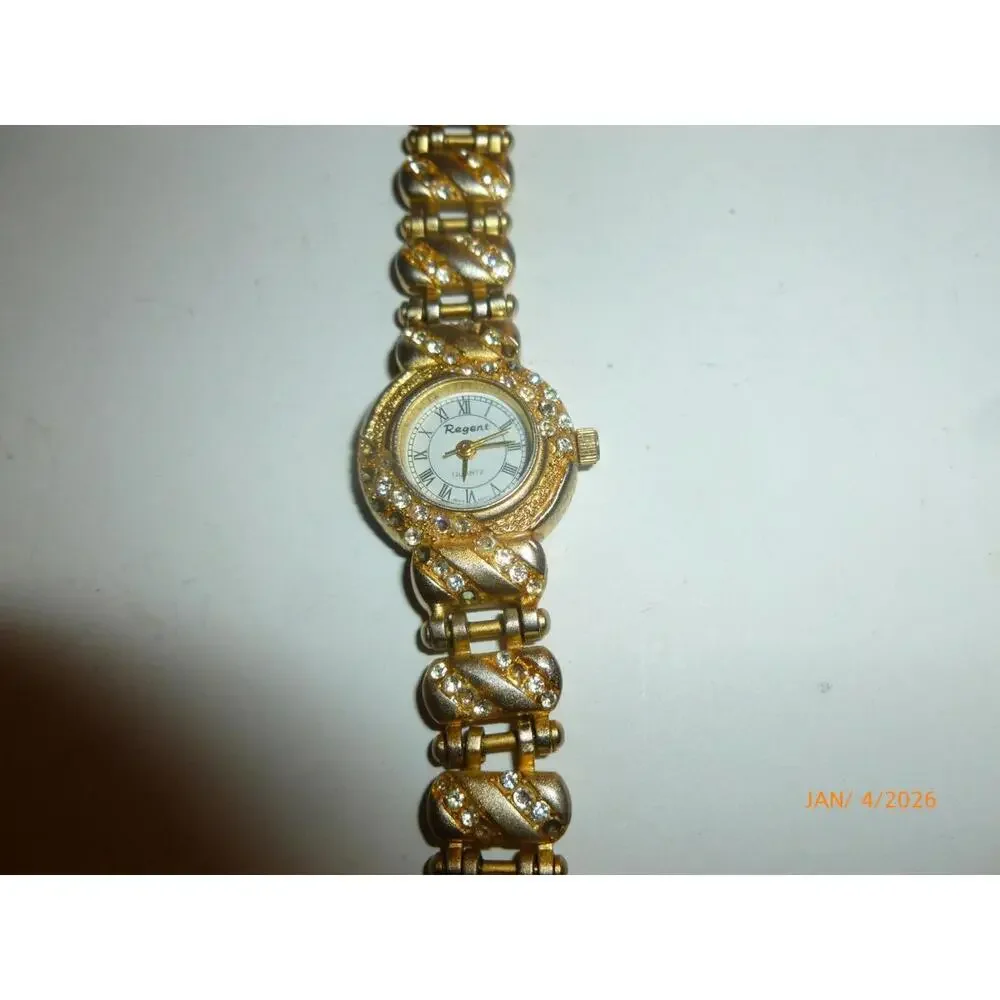 Regent women's watch Gold‎ Tone Quartz Rhinestones